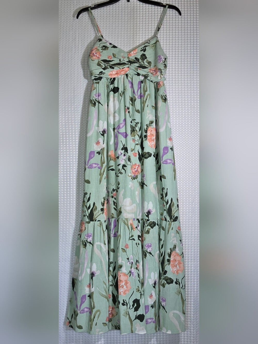 Abercrombie Floral Ruched Maxi Dress Side Slit Cottagecore Resort Dress SP - Picture 3 of 10